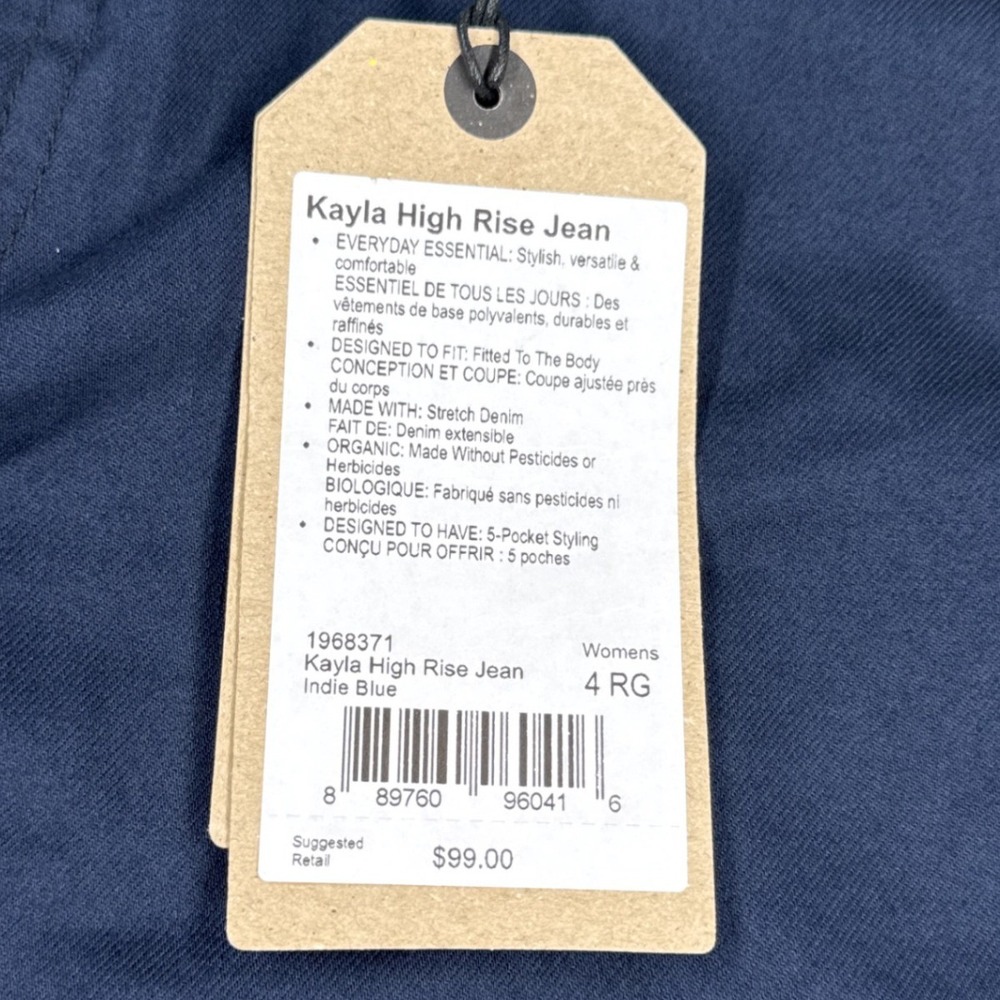 PRANA Kayla High Rise Jean Women 4 RG Indie Blue Stretch Organic Denim NWT - Picture 4 of 10